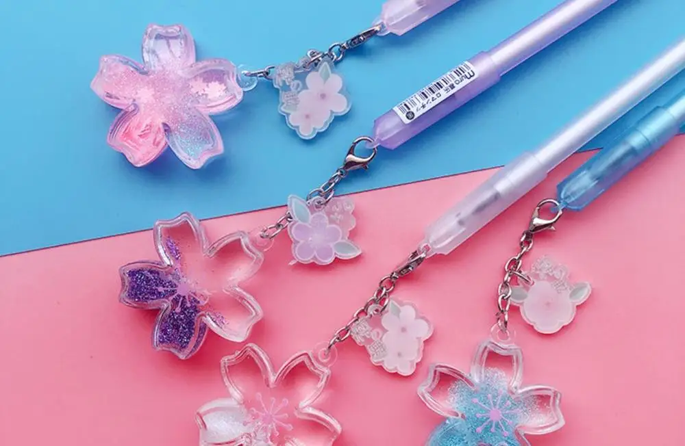 Зыбучий песок цветок гелевая ручка с подвеской милый мультфильм нейтральная