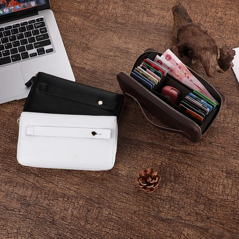 

Genuine Leather Exquisite Long Men Wallet Women Fashion Purse Luxury Card Holder Handbag Fold Coin Purse Money Clips Clutch Bag