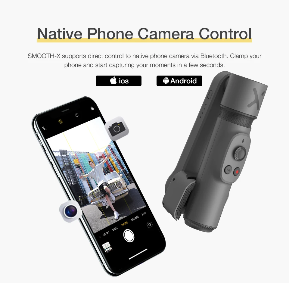 

Zhiyun Smooth X Smartphone Gimbal Stabilizer for iPhone 11 Pro Xs Max Xr X 8 Plus 7 6 SE Android Samsung GalaxyS10 Foldable