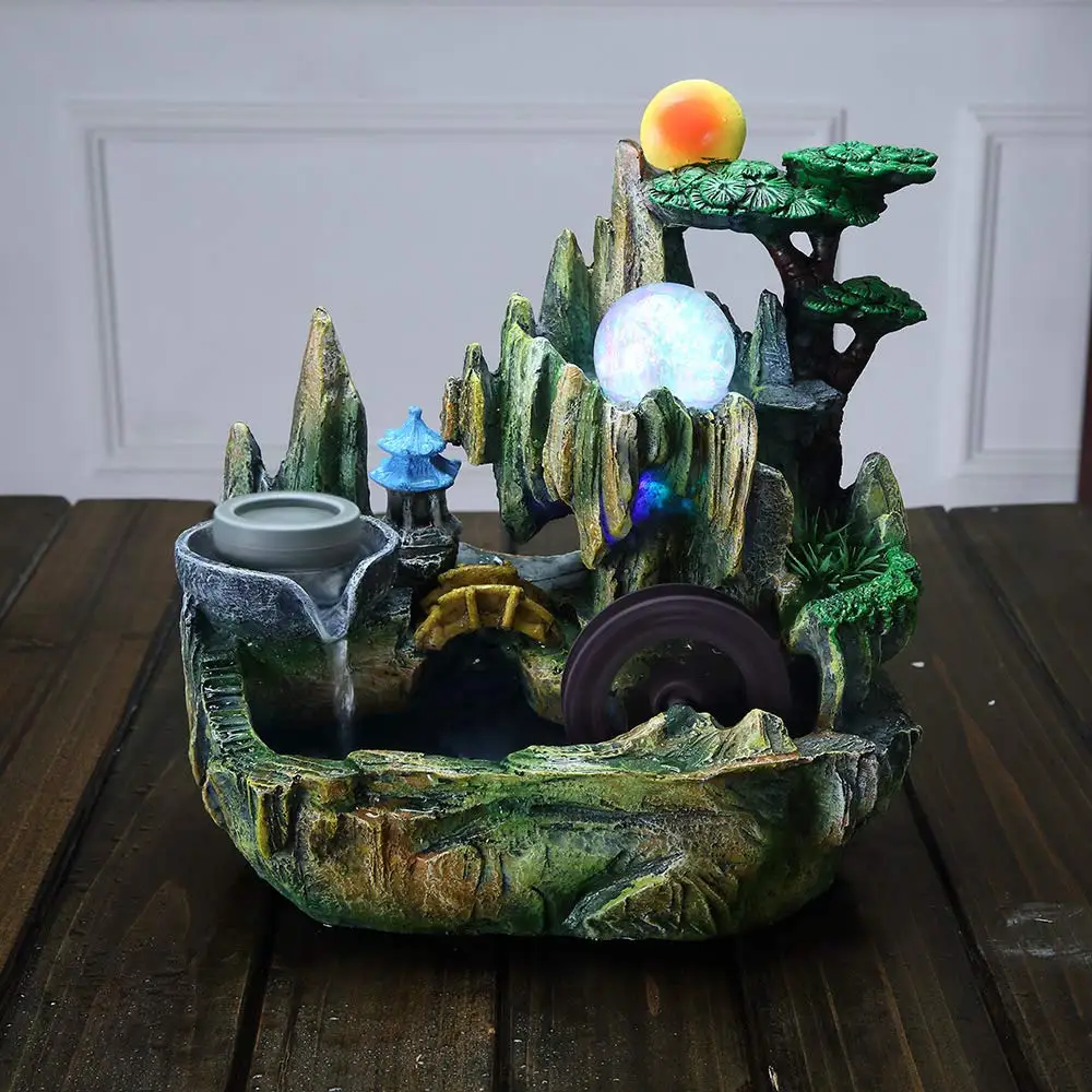 Настольный фонтан Крытый небольшой скалы горный каскадные водопады с