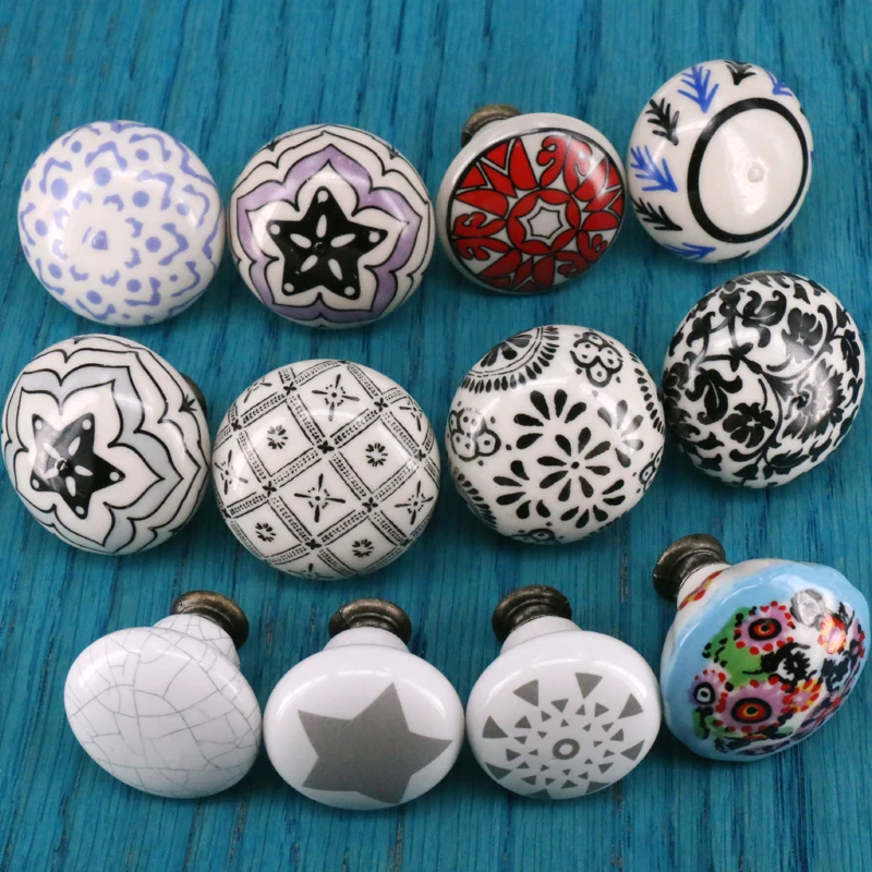 1 шт. винтажные керамические ручки и для дверной ручки|Ручки шкафа| |