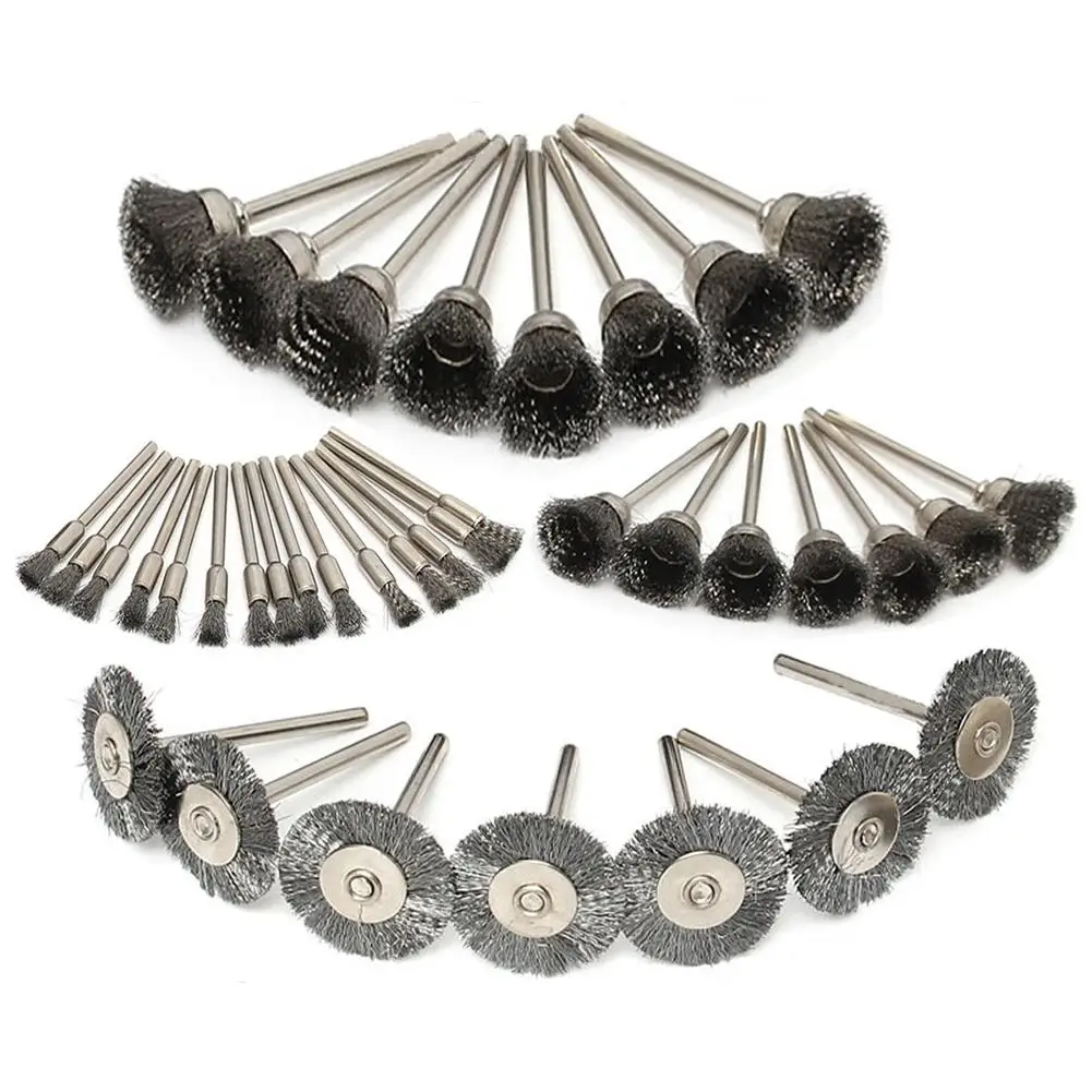 

45 шт., металлические щётки с хвостовиком для удаления ржавчины