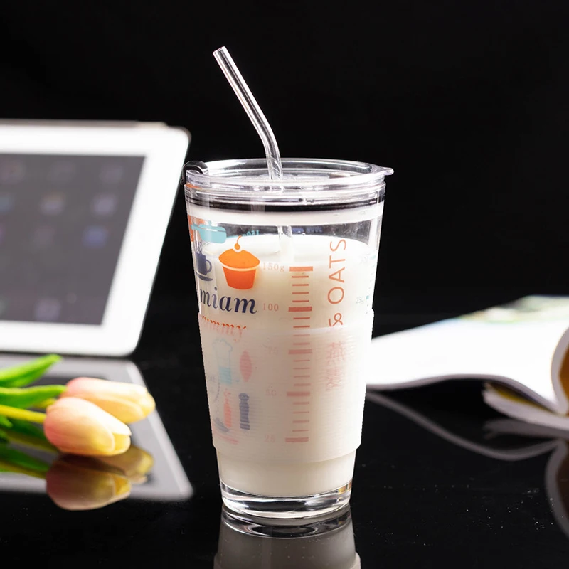 460 мл портативная кофейная чашка креативная стеклянная для чая с крышкой и