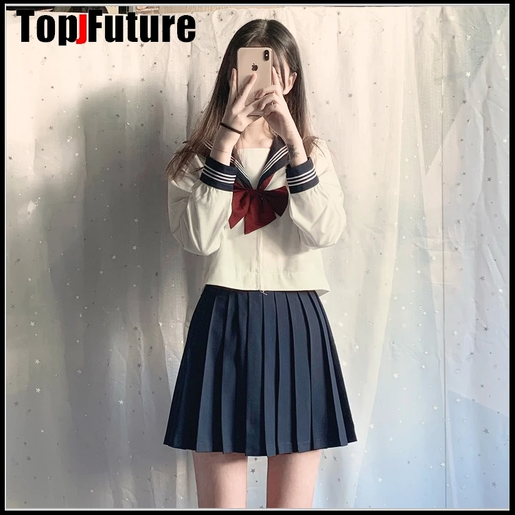 Японская школьная форма для девочек однотонный плиссированный костюм JK черная