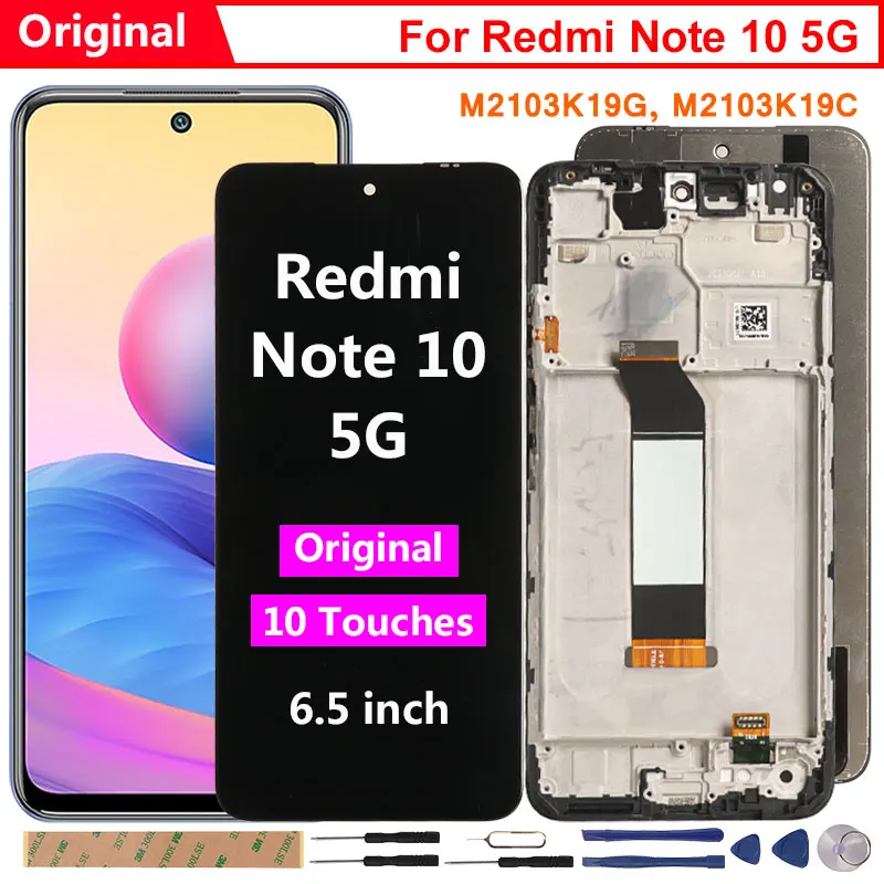 Pantalla LCD Original para Redmi Note 10, repuesto de pantalla t&aacute;ctil para Xiaomi Redmi Note 10, 5G, M2103K19G, M2103K19C, 6,5"-0