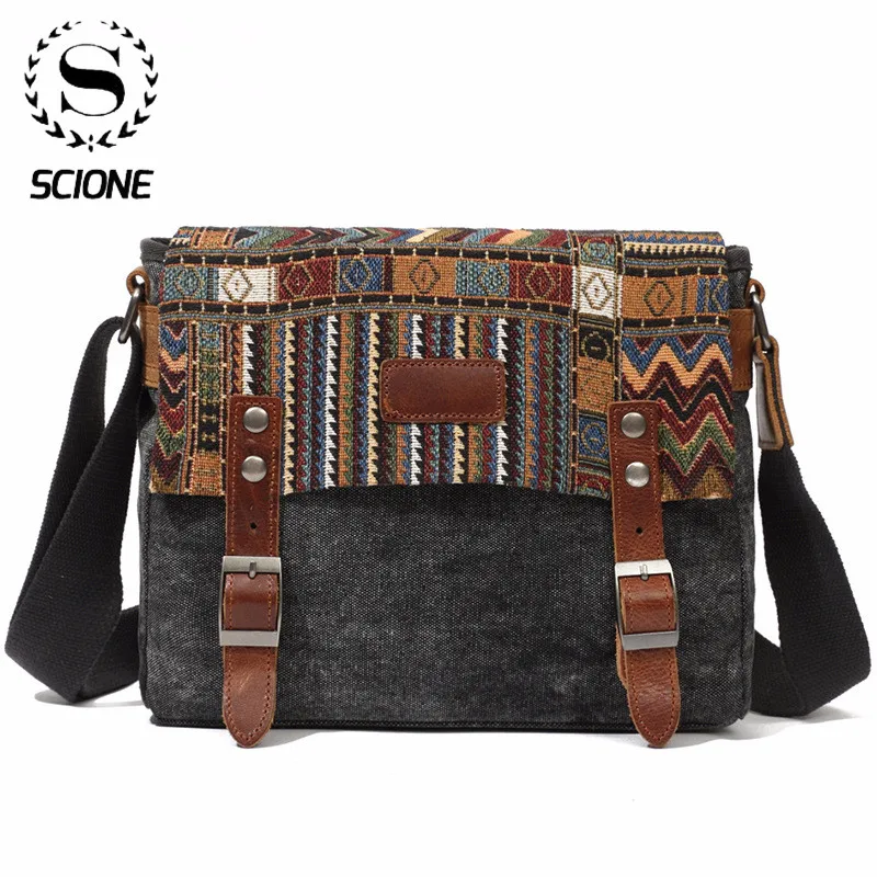 Винтажная Этническая холщовая сумка-мессенджер женская наплечная сумка в
