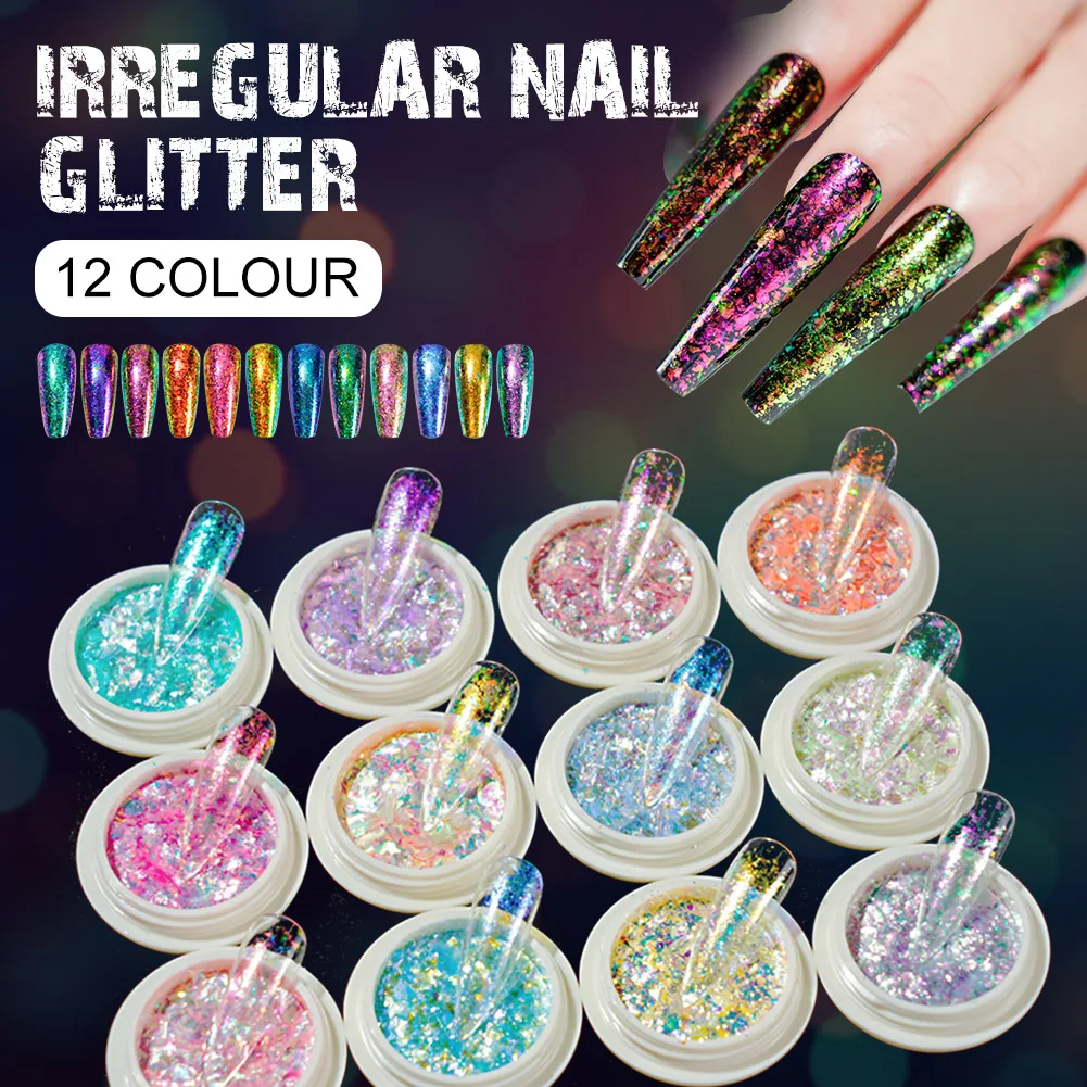 

Nail Irregular Foil Glitter Mirror Effect Dreamy Mermaid Flashing Glitter Flakes Aurora Nail Sequins Manicure Decoration Tools
