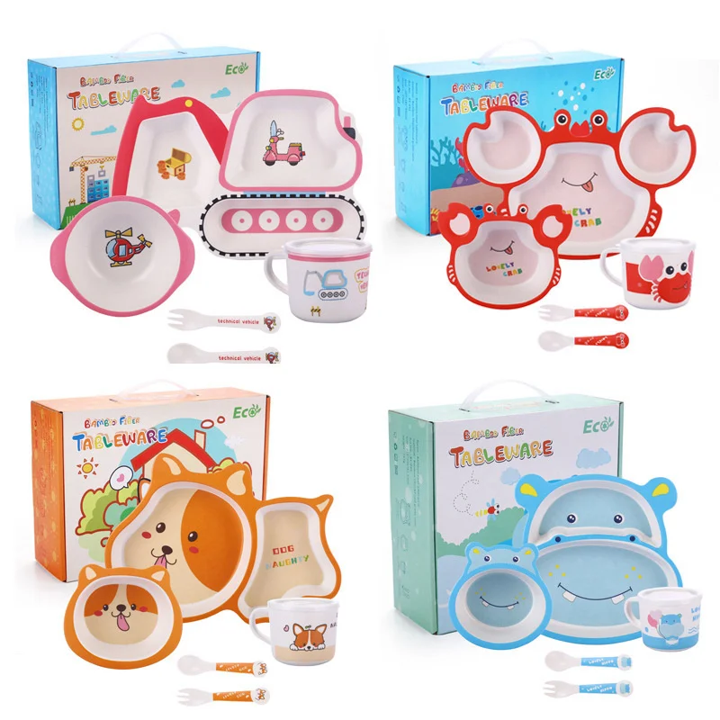 Прикусы 5 шт./компл. столовая посуда для кормления ребенка бамбуковая разделенная