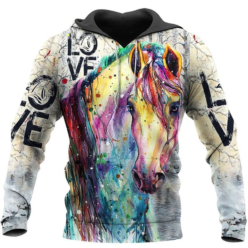 

New arrivals men's long sleeves beautiful horse camouflage 3d printing fashion casual zipper hoodie unisex sweatshirt/hoodie 501