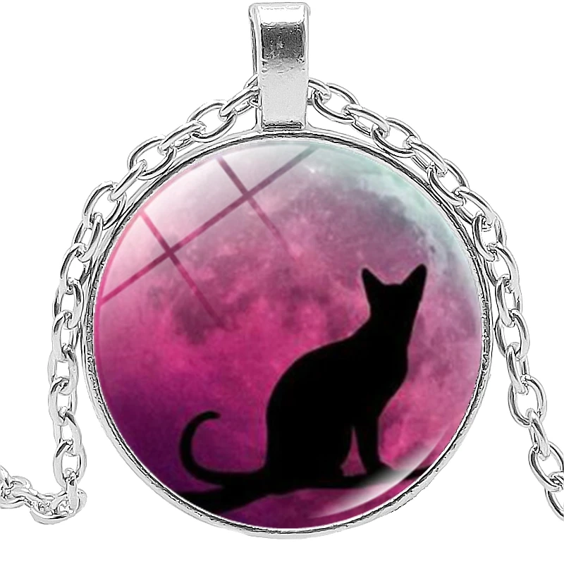 Хит продаж 2019 модное ожерелье с подвеской в виде черного кота и красной Луны