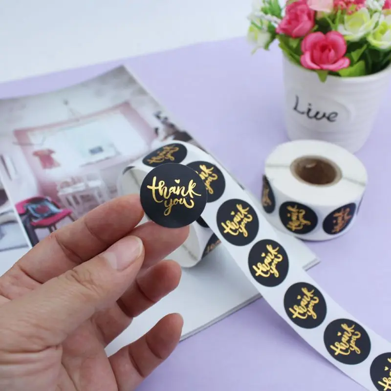 

500 шт./рулон, наклейки из золотой фольги