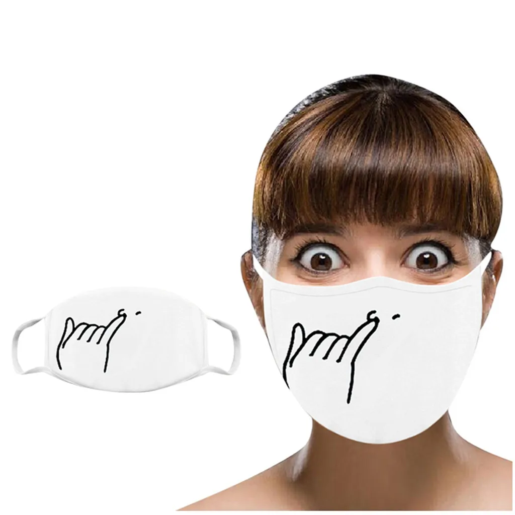 

1PC/5PCS Funny Life Nose Picking Pattern Mask Washable Windproof Reusable Mouth-muffle Face Mouth Mask Cap
