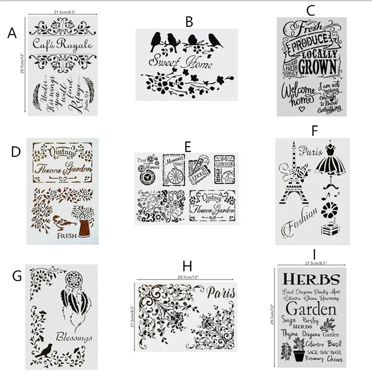 DIY живопись многоразовые художественные трафареты шаблоны для стены мебель