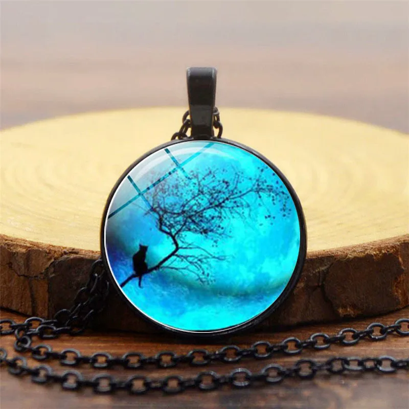 Женское и мужское винтажное ожерелье с кулоном из сплава стеклянного купола