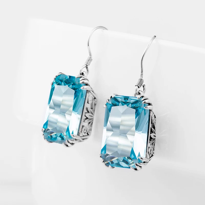 Серьги из настоящего серебра 925 пробы в виде короны элегантные квадратные серьги