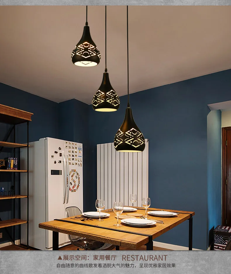 

Modern Nordic Minimalist Pendant Light Creative Lron Led Hanging Light Living Room Bedroom Kitchen Dinner Room Cafe Bar Lamp E27