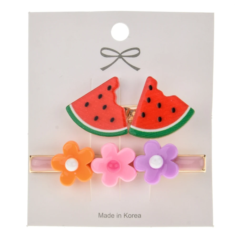 Корейские детские заколки для волос с фруктами и цветами девочек милые украшения