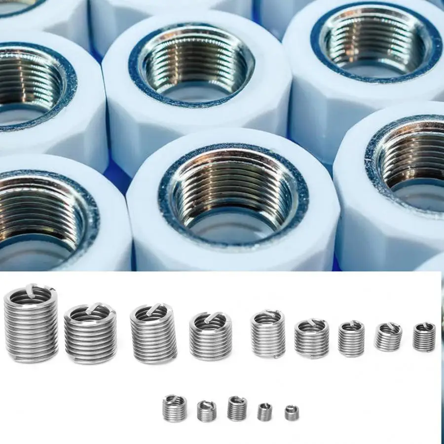 

120Pcs Wire Threaded Insert Stainless Steel Thread Repairing Tool with Box M3-M12 Screw