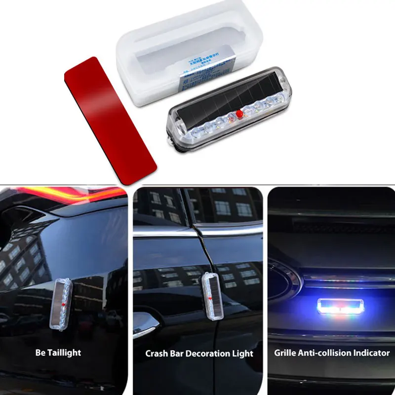 

2pcs Car Strobe Warning Light Door Anti-Collision LED Crash Light Taillight Solar Power High Brightness Waterproof