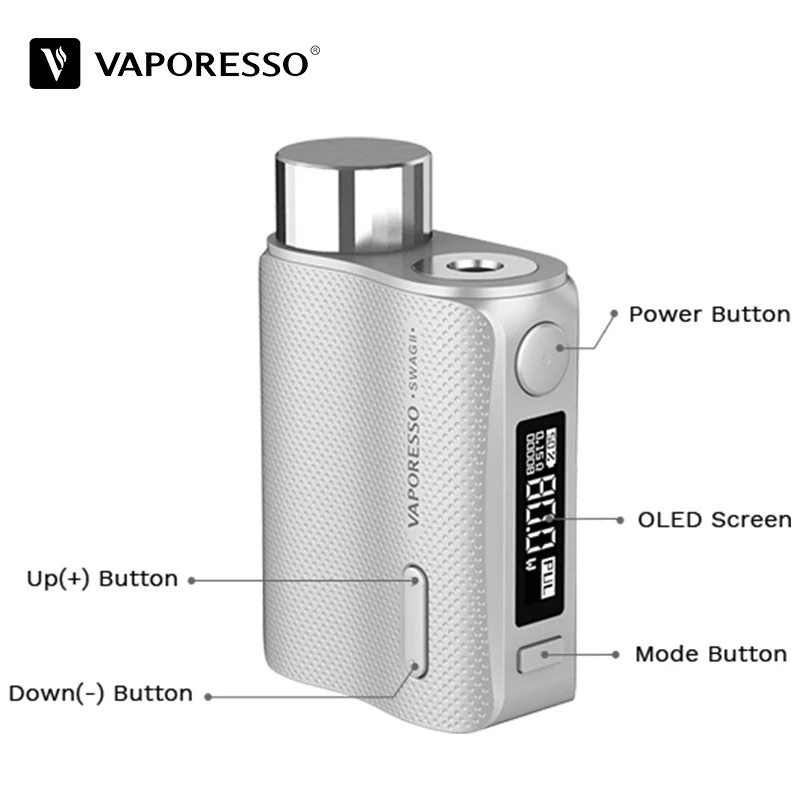 Vaporesso оригинальный Swag 2 TC бокс мод 0 91 &quotOLED экран от 18650 батареи 5-80 Вт электронные