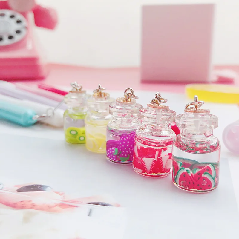 1Pcs Lovely Pretty Fruit Gel Pen Creative Quicksand Bottle Pendant Kawaii Neutral Pens for Kids Girls Gifts School Office Supply |
