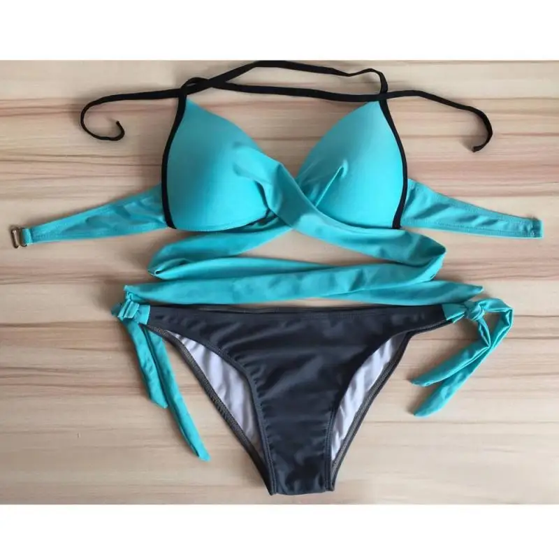 

Sexy Cross Swimwear Bikini Push-Up Padded Bra Swimsuit Women Bathing Sexy Bikini Set Swimwear Push Up 2021 Summer New Beachwear