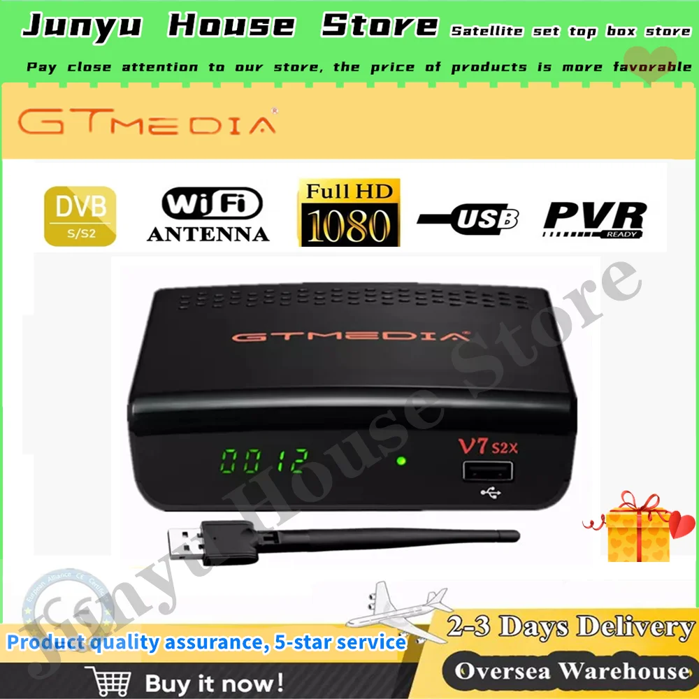 

New Arrival GTMEDIA V7 S2X HD DVB-S2 Satellite Receiver With USB WIFI upgrade from gtmedia v7s hd v7s2x No App Included