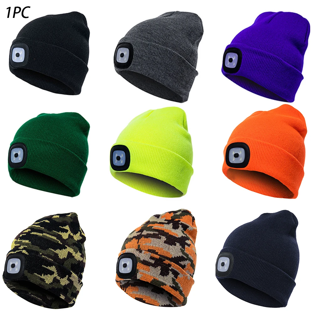 

LED Light Fishing Climbing Outdoor Hat Unisex Running Beanie Camping Knitted