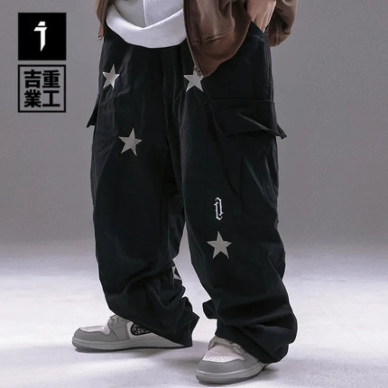 

Embroidered Stars Harem Joggers Men Cargo Pants Streetwear 2021 Hip Hop Casual Multi Pockets Cotton Male Harajuku Retro Trousers