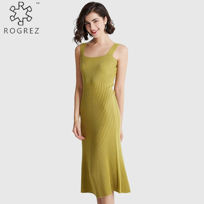 ROGREZ черный красный Повседневный свитер без рукавов платья ремень Бандажное