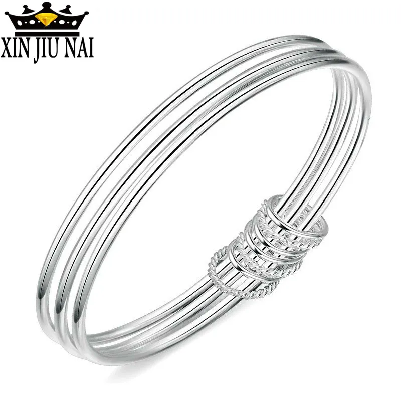 Женский браслет с тремя слоями anillos модный тонкий из серебра 925 пробы пластиной