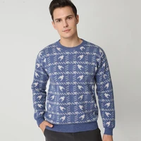 male clothing thousand bird pattern 100 goat cashmere knitting sweaters men pullovers for winter o neck thicker soft tops