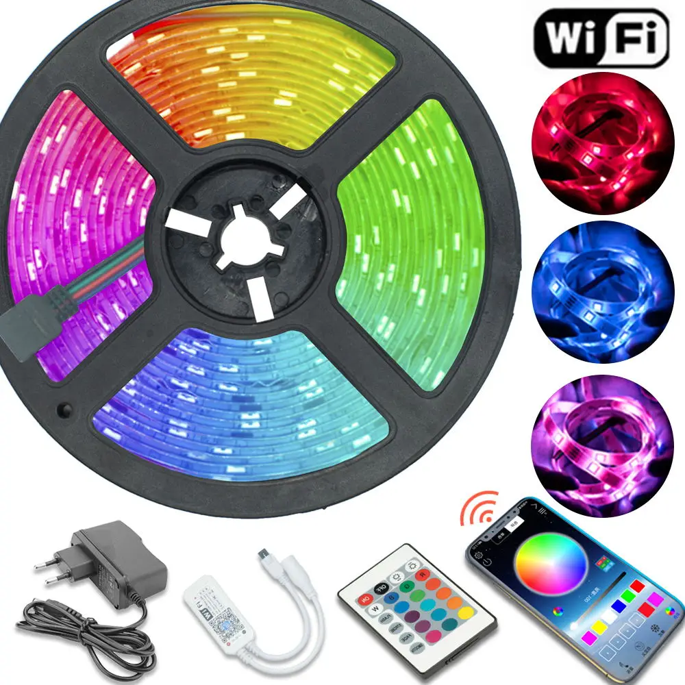 

Светодиодная лента с поддержкой Wi-Fi, RGB-подсветка, 2835, 12 в пост. Тока, 7,5 м, футов