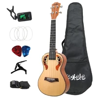 concert ukulele kits 23 inch spruce wood ukulele 4 string mini hawaii guitar with bag tuner capo strap stings picks