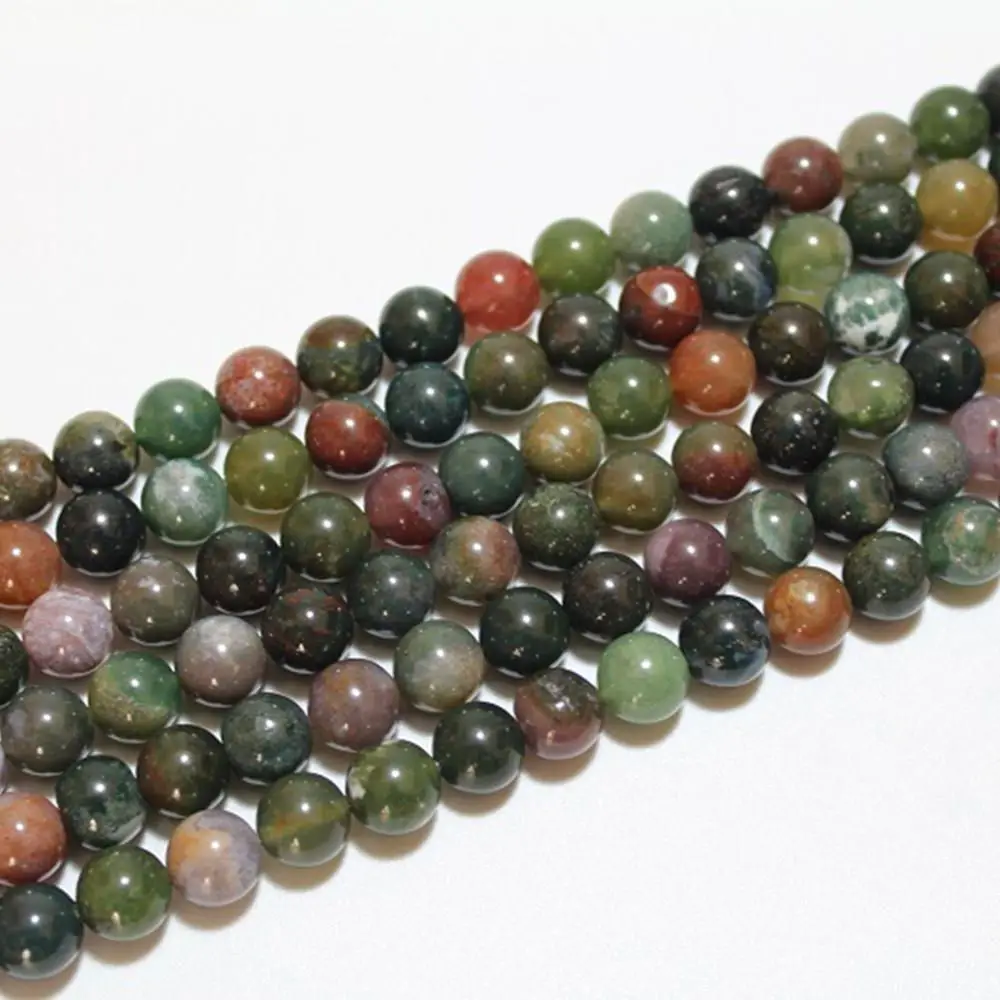 

Natural Indian Agate Gemstone 4 6 8 10mm Mixed Color Onyx Round Loose Beads Accessories for Necklace Bracelet DIY Jewelry Making