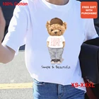 Минималистская футболка BLINGPAW футболка с графикой с изображением медведя, с короткими рукавами, с круглым вырезом, повседневная, 100% хлопок