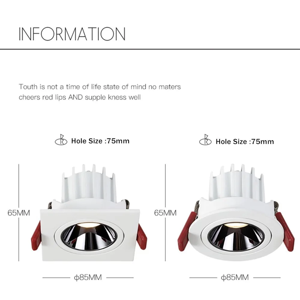 Встраиваемый светодиодный точечный светильник регулируемый угол освещения