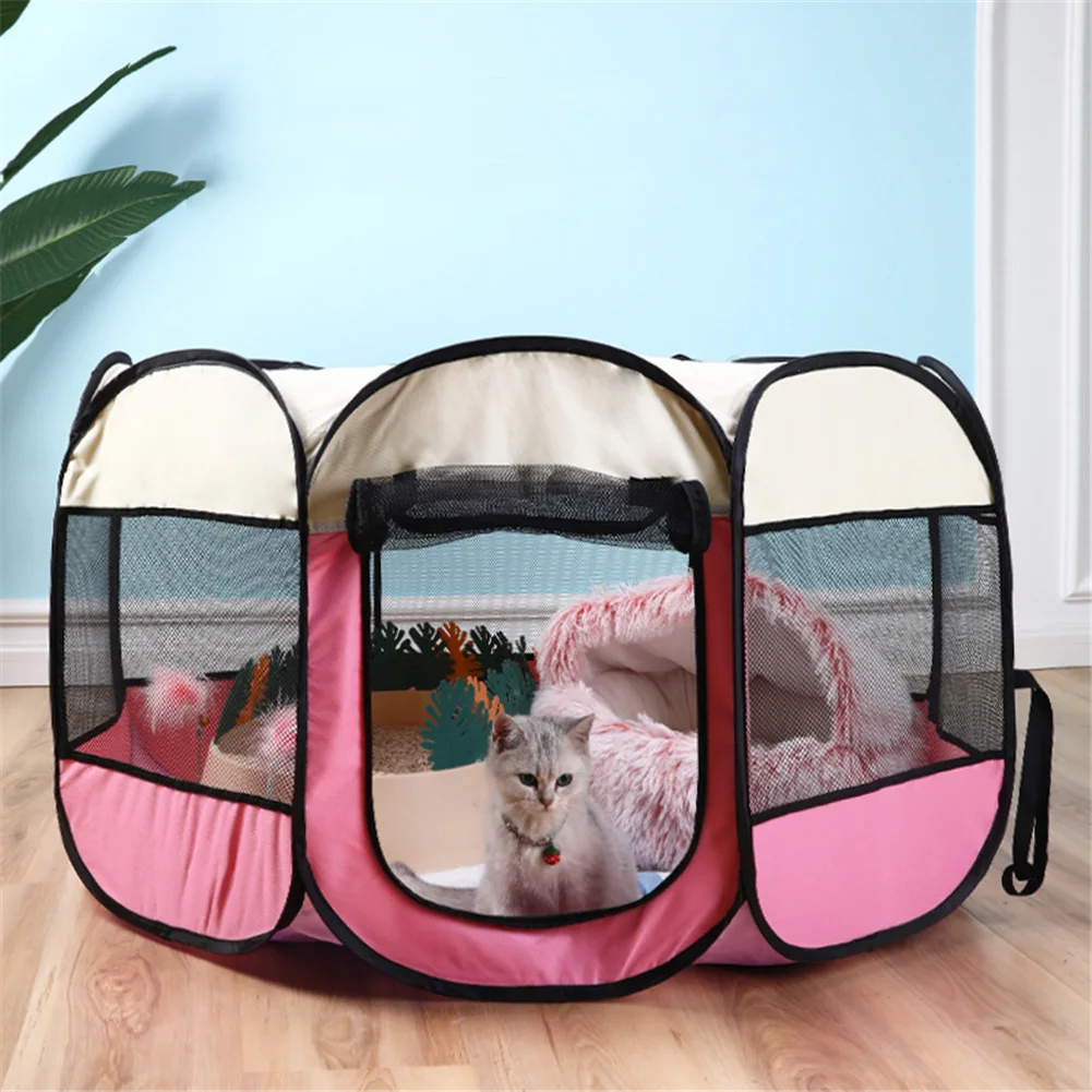

Portable Folding Pet Tent Cat Dog House Octagonal Cage Puppy Kitten Kennel Playpen Easy Operation Fence Outdoor Big Dogs House