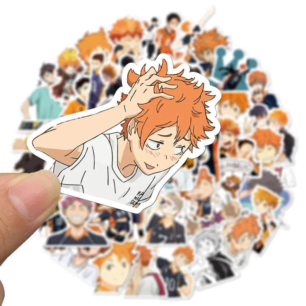

50 шт./компл. Haikyuu! Японские Аниме Стикеры для волейбола, наклейки на гитару, чемодан, ноутбук, телефон, холодильник, мотоцикл, автомобиль