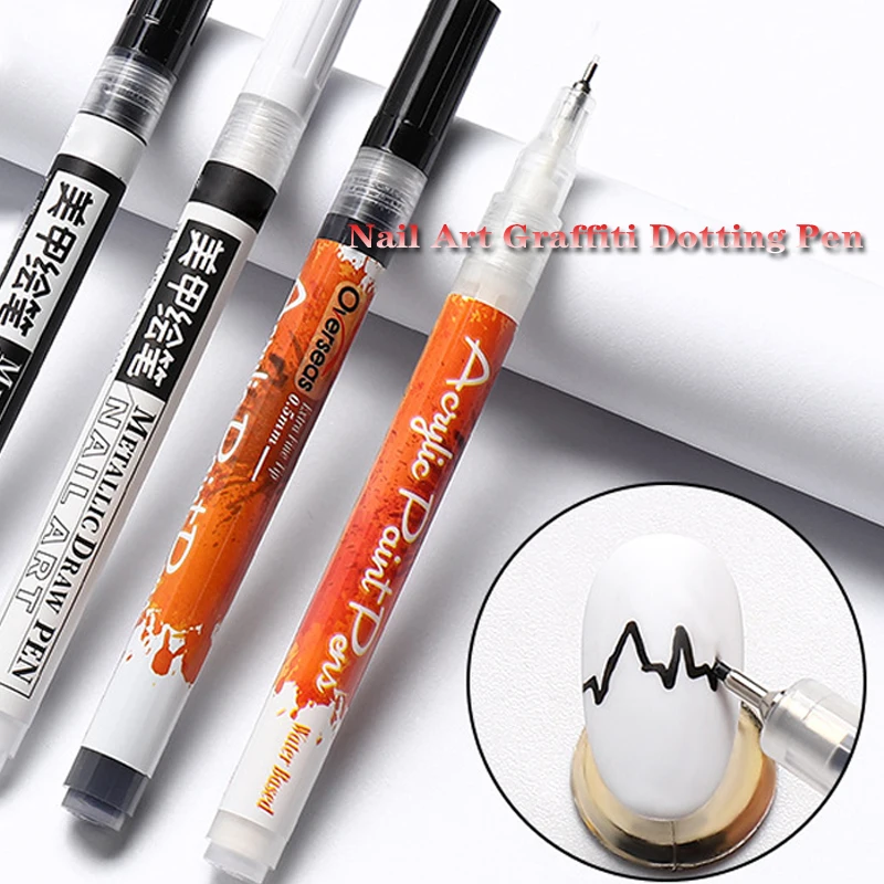 

1Pc Nail Art Graffiti Dotting Pen Waterproof Drawing Painting Liner Brush DIY Flower Abstract Lines Detail Manicure Tool#13cm