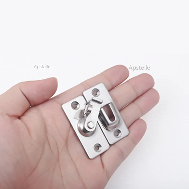 304 Stainless steel 90 degree Right angle buckle/hook lock/bolt For sliding door Mini but strong Surface mounting Hardware Locks |