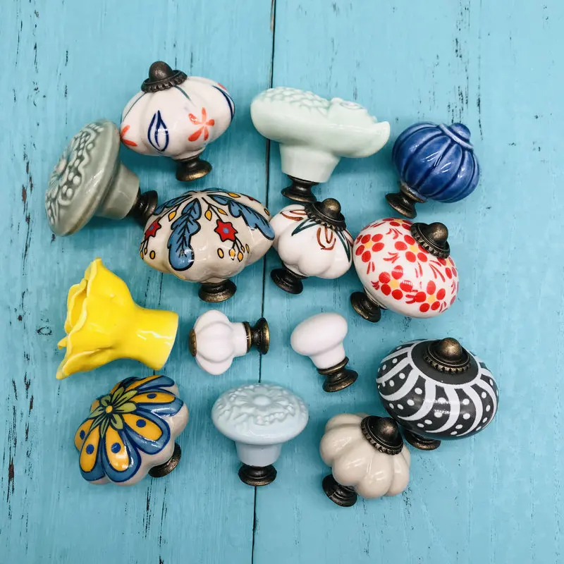 Ручки для шкафа ручной работы разноцветные керамические ручки дверей-1 шт. с