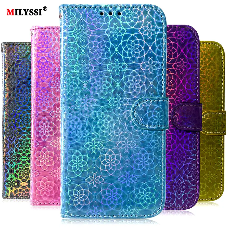 Лазерный флуоресцентный флип-чехол для Xiaomi Redmi 8 8A кожаный чехол-бумажник