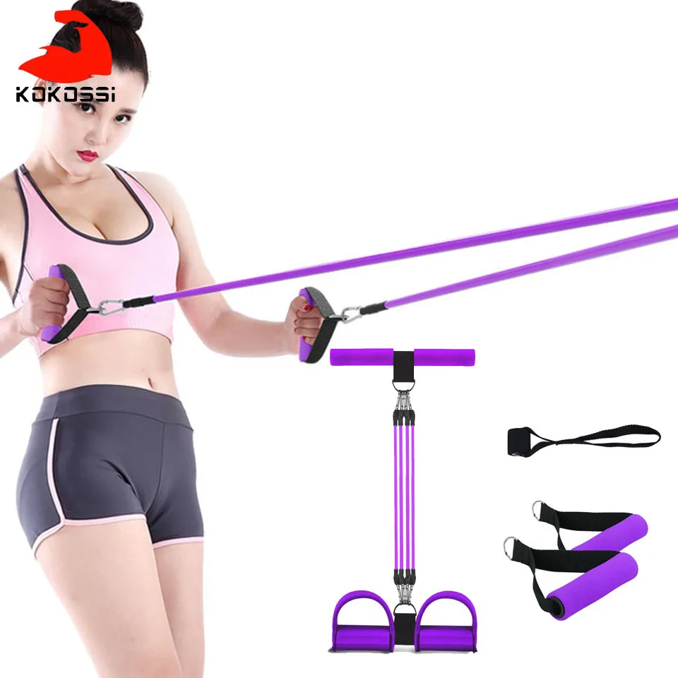 

KoKossi Fitness Gum 4 Tube Resistance Bands Latex Pedal Exerciser Sit-up Pull Rope Expander Elastic Bands Yoga equipment Pilates
