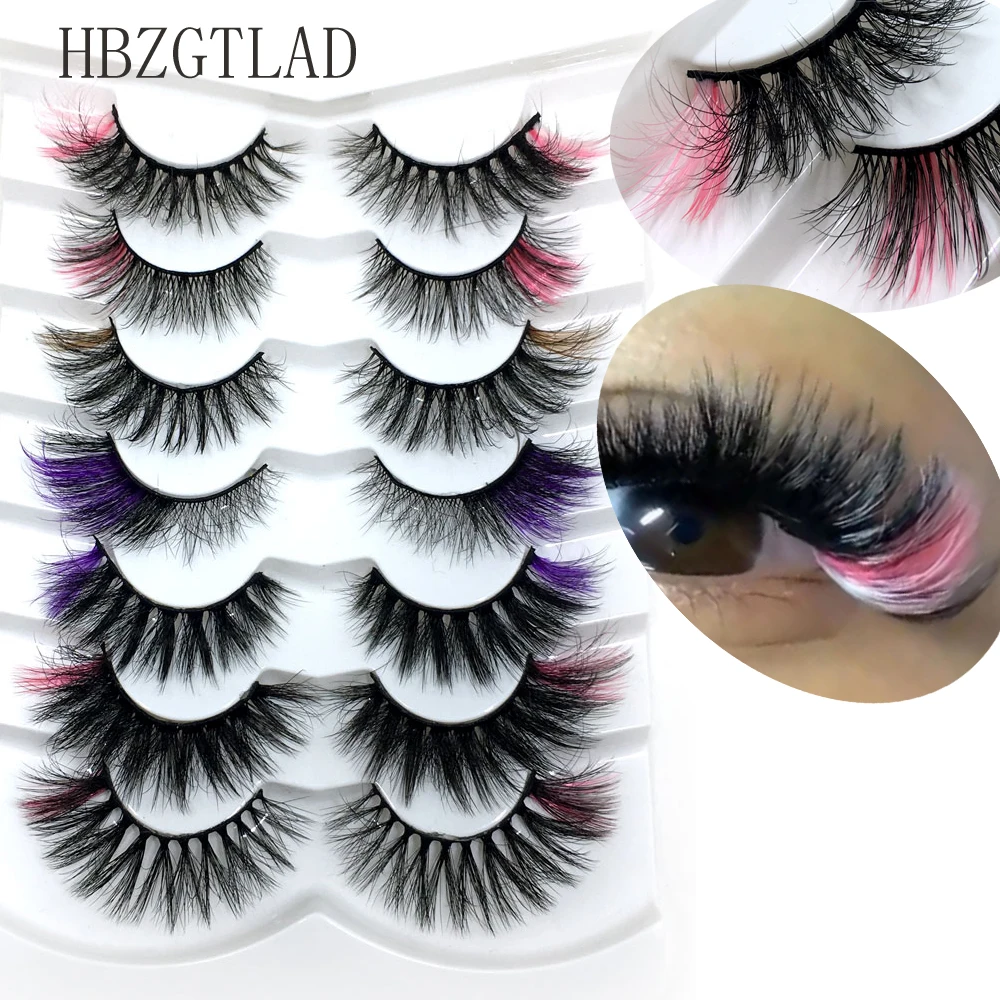 

New 3/7Pairs 8-25mm color false eyelash Fluffy Lashes Dramatic Messy Long Makeup Wholesale 3d 5d 100% Cruelty Free Mink Lashes