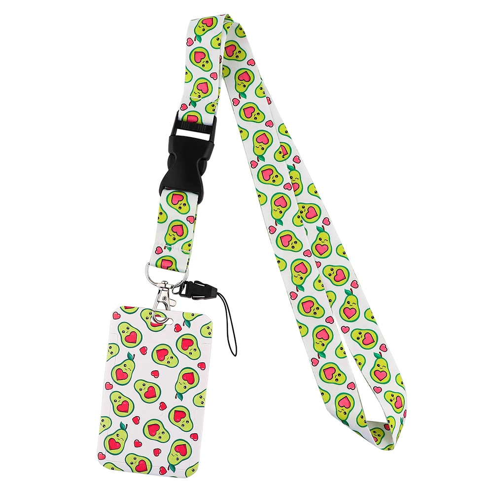 

Ransitute R2266 Fruit Avocado Summer Style Lanyard Credit Card ID Holder Badge Student Travel Bank Bus Business Card Cover Badge