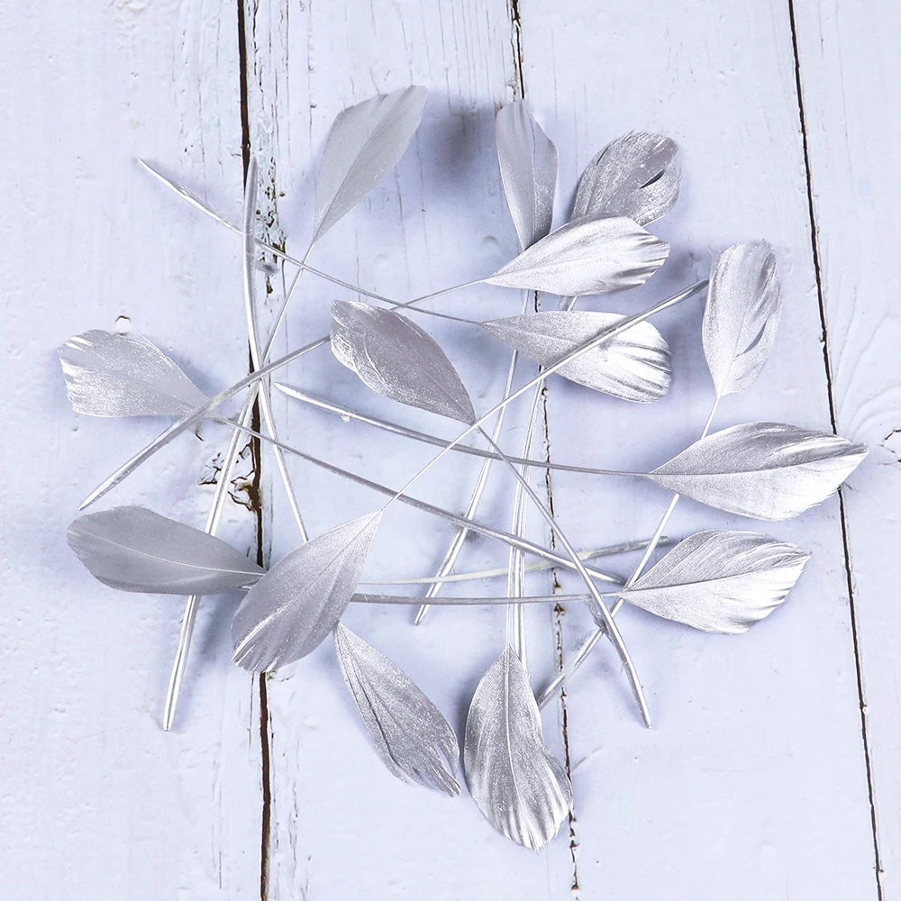 10 шт. Золотые перья гуся натуральные гусиные пухи для изготовления украшений своими руками, декора, ремесла с перьями, оптом.