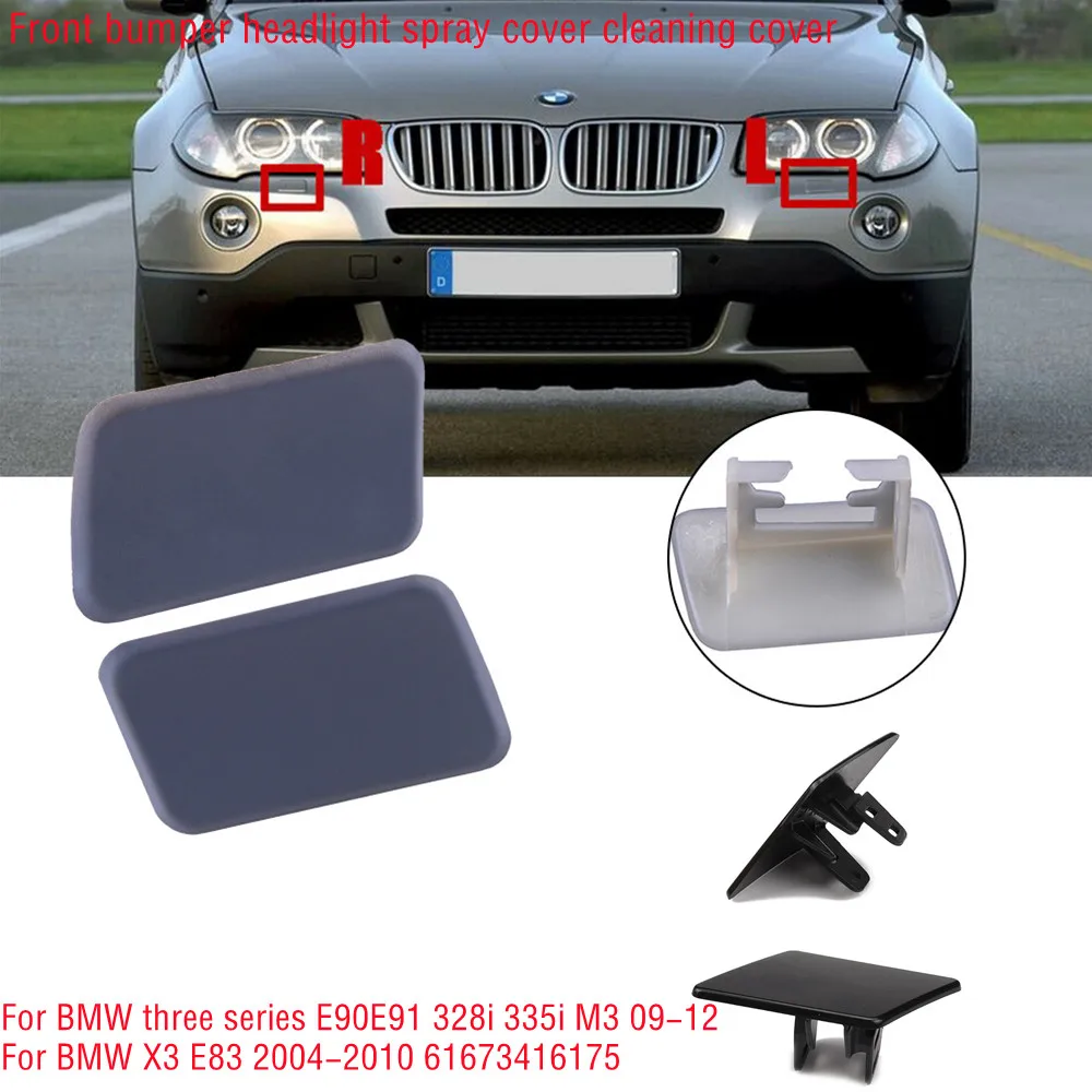 

2PCS Left & Right Front Bumper Headlight Spray Cover Cleaning Cover For BMW X3 E83 04-10 3series E90E91 328i 335i M3 09-12