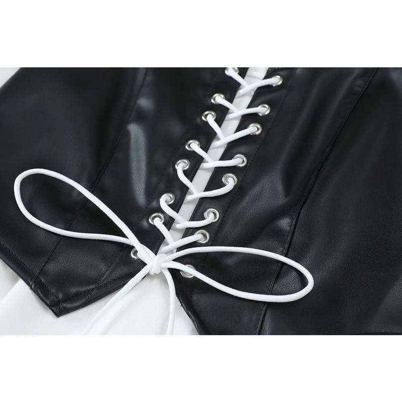 Женский винтажный комплект из двух предметов элегантный искусственной кожи с