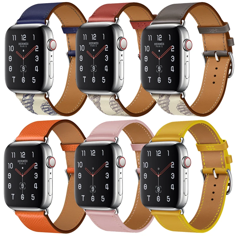 Ремешок из натуральной кожи для Apple watch band 4 5 44 мм 40 браслет correa Одноместный Тур iwatch